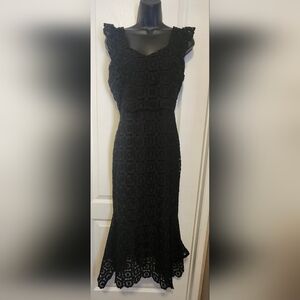 Cato Collection Elegant Black Lace Midi Dress Size 6 EUC